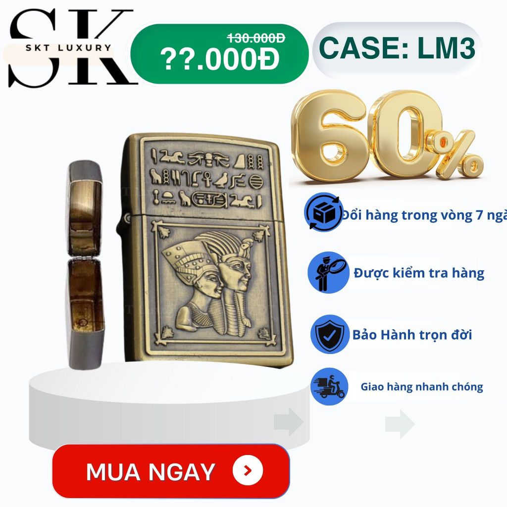 Case quẹt JT (T-LM3) Chất liệu đồng bạch (Không bao gồm nhiên liệu)