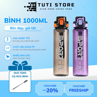  Bình nước Sport 1000ml nhựa PP an toàn không độc hại kèm quai sách tiện lợi mang đi học chơi thể thao đạp xe 