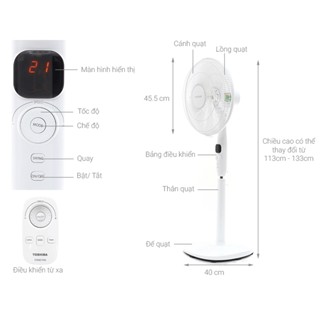 Quạt Cây Đứng Toshiba F-LSA10(H/K) | F-LSD10(H/W)VN 50W  - 5 Cánh - BH Chính Hãng 12 Tháng