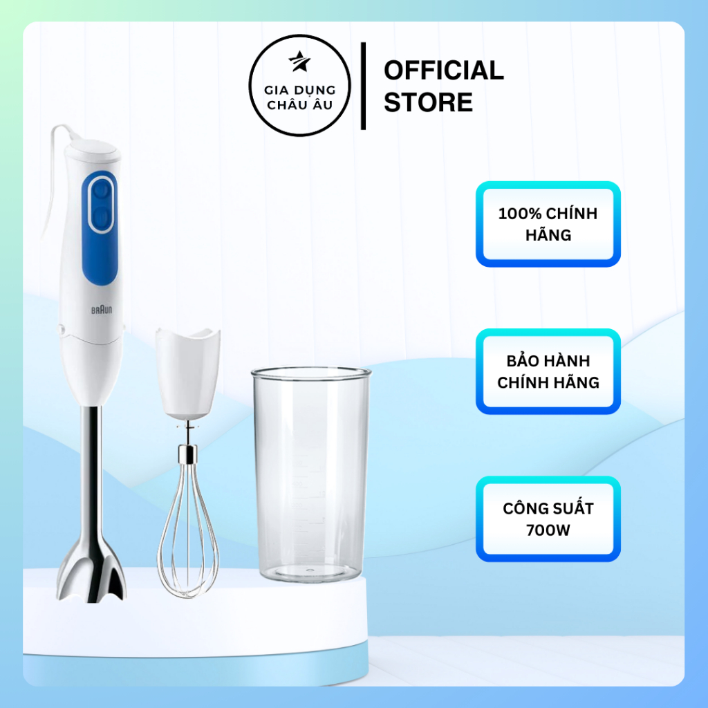 [CHÍNH HÃNG]COMBO Máy xay cầm tay Braun MQ3000 + Smoothie và phụ kiện que cây đánh trứng  Braun- Hàn