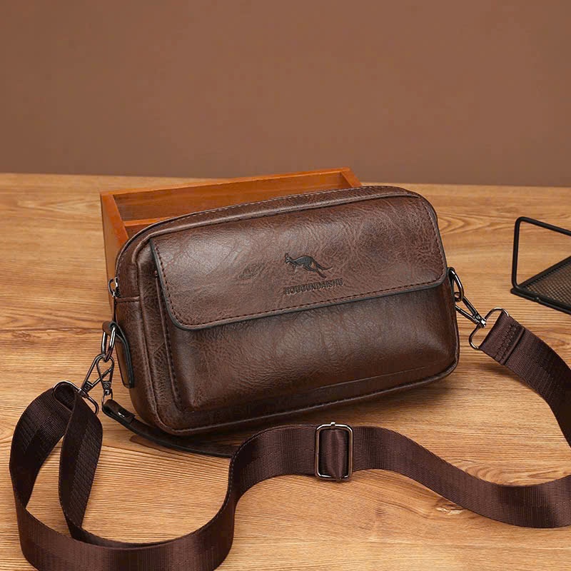 Túi đeo chéo nam da PU cao cấp, Túi kẹp nách cầm tay nam nhiều ngăn khoá kéo