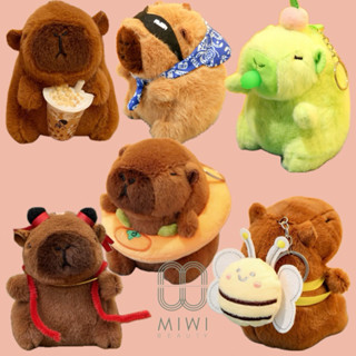 Móc Khóa Capybara Balo Rùa, Gấu Bông Capybara Đội Nón Xinh Xắn, Chuột Lang Đáng Yêu