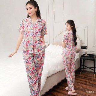 VIBES Pijama dài Lụa gấm cao cấp nhiều họa tiết Long Py Set