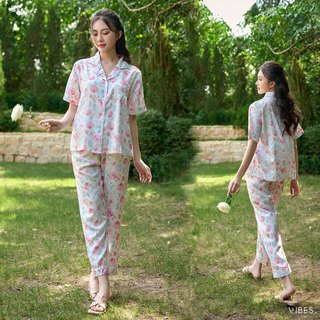 VIBES Pijama dài Lụa gấm cao cấp nhiều họa tiết Long Py Set