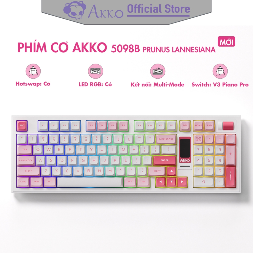 Bàn phím cơ AKKO 5098B Prunus Lannesiana [ Hotswap / RGB / Multi-Modes / V3 Piano Pro / 98 Key ] - Hàng Chính Hãng | BigBuy360 - bigbuy360.vn