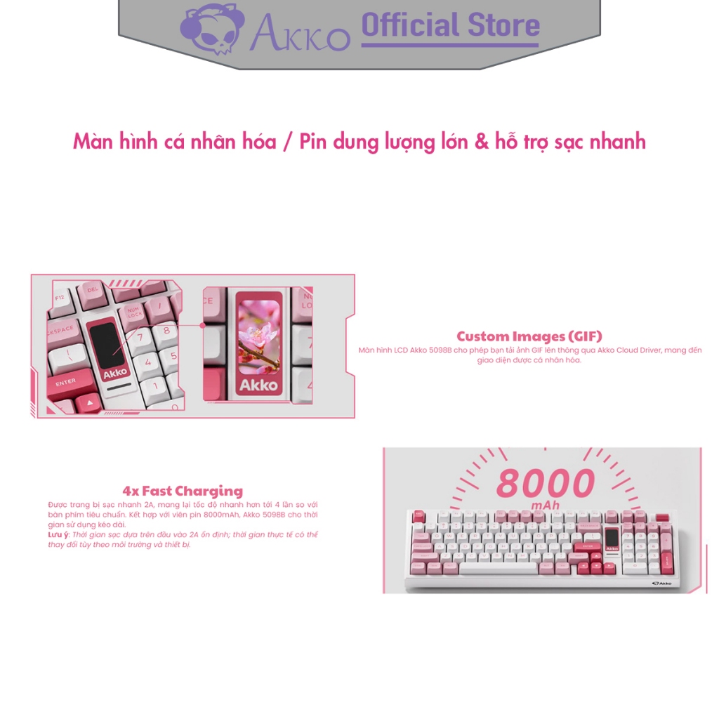 Bàn phím cơ AKKO 5098B Prunus Lannesiana [ Hotswap / RGB / Multi-Modes / V3 Piano Pro / 98 Key ] - Hàng Chính Hãng | BigBuy360 - bigbuy360.vn