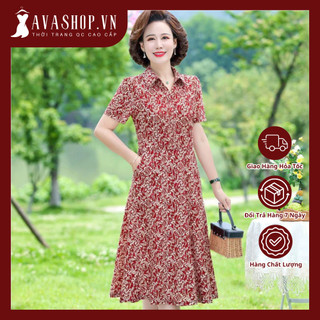 Đầm Hoa Nữ Trung Niên Rộng Rãi Mát Mẻ VH87 - Hàng Quảng Châu Cao Cấp