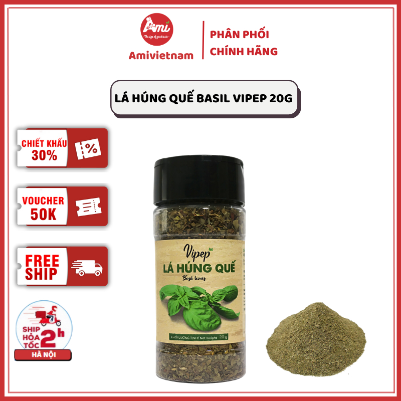 Lá Húng Quế Basil Vipep Hũ 20g - Húng Quế Sấy Khô Tự Nhiên