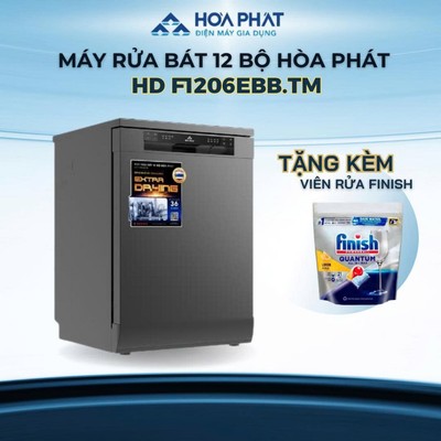 {Miễn phí lắp đặt +Tặng 01 túi viên rửa} - Máy rửa chén bát 12 bộ Hòa Phát HD F1206EBB.TM - Bảo hành 36 tháng.