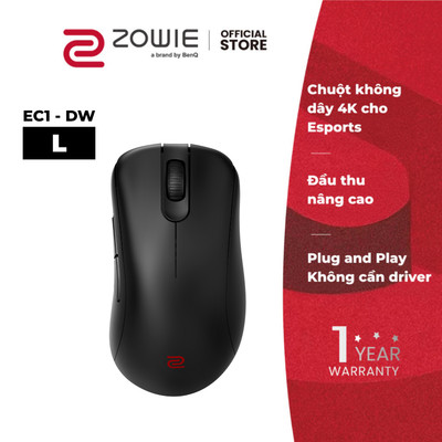BenQ ZOWIE EC1-DW_Chuột gaming không dây eSports, Đầu thu nâng cao polling rate 4000Hz, cảm biến PAW3950