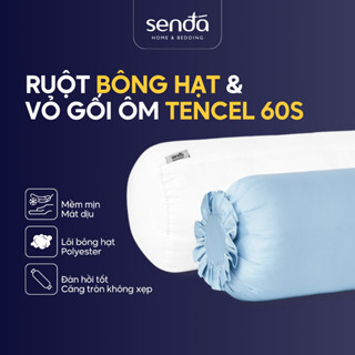 Combo Ruột gối ôm và Vỏ gối lụa Tencel Sen Đá Home Bedding 70x100 35x100 60x80 trơn màu, gối bông hạt Polyester 3D