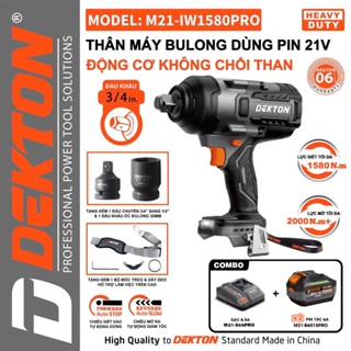 Máy siết bulong pin DEKTON M21-IW1580PRO, Không chổi than 1580Nm 4 Tốc độ, Siết vào tự động, Mở ra giảm tốc