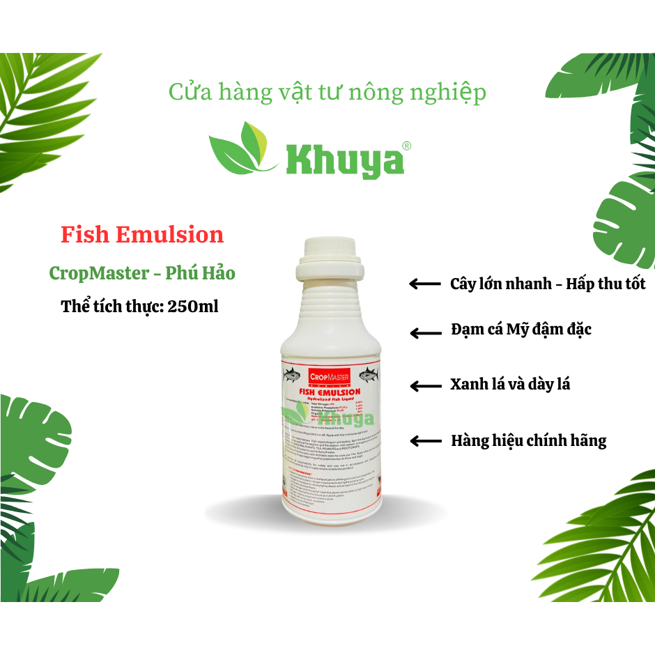 Phân bón lá hữu cơ Fish Emulsion Đạm cá Mỹ 250ml