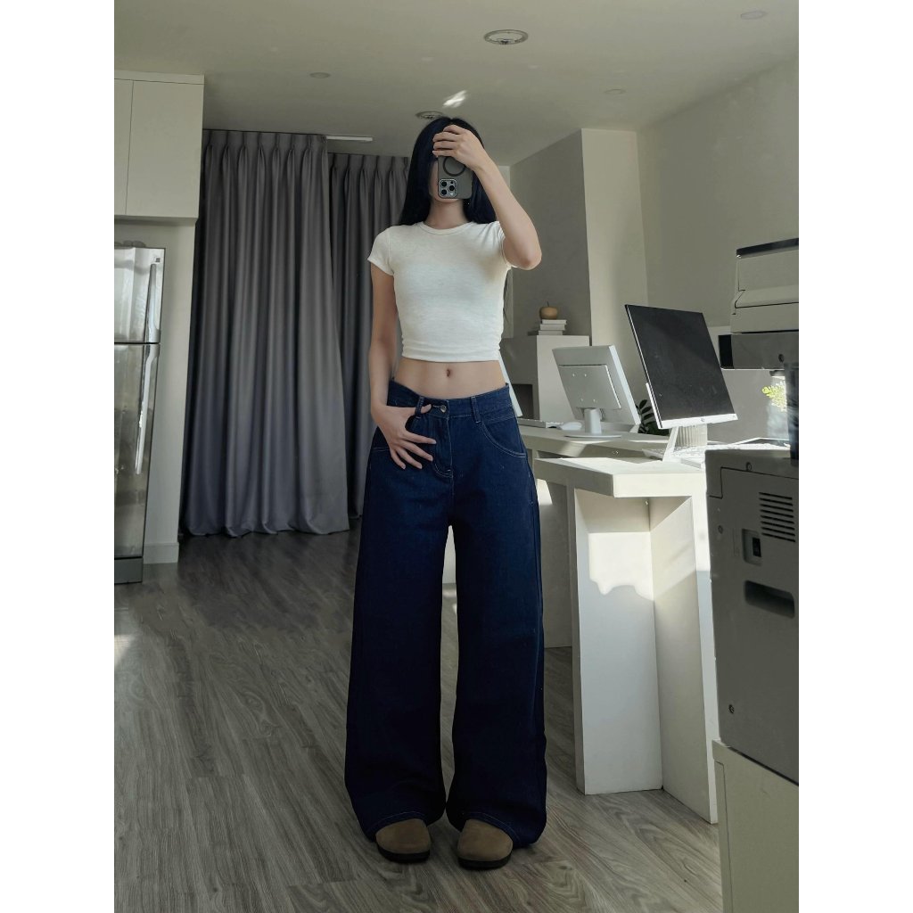 Quần Jeans Nữ Ống Rộng Lưng Cao SIMPLE Phong Cách Ulzzang MG01 | BigBuy360 - bigbuy360.vn
