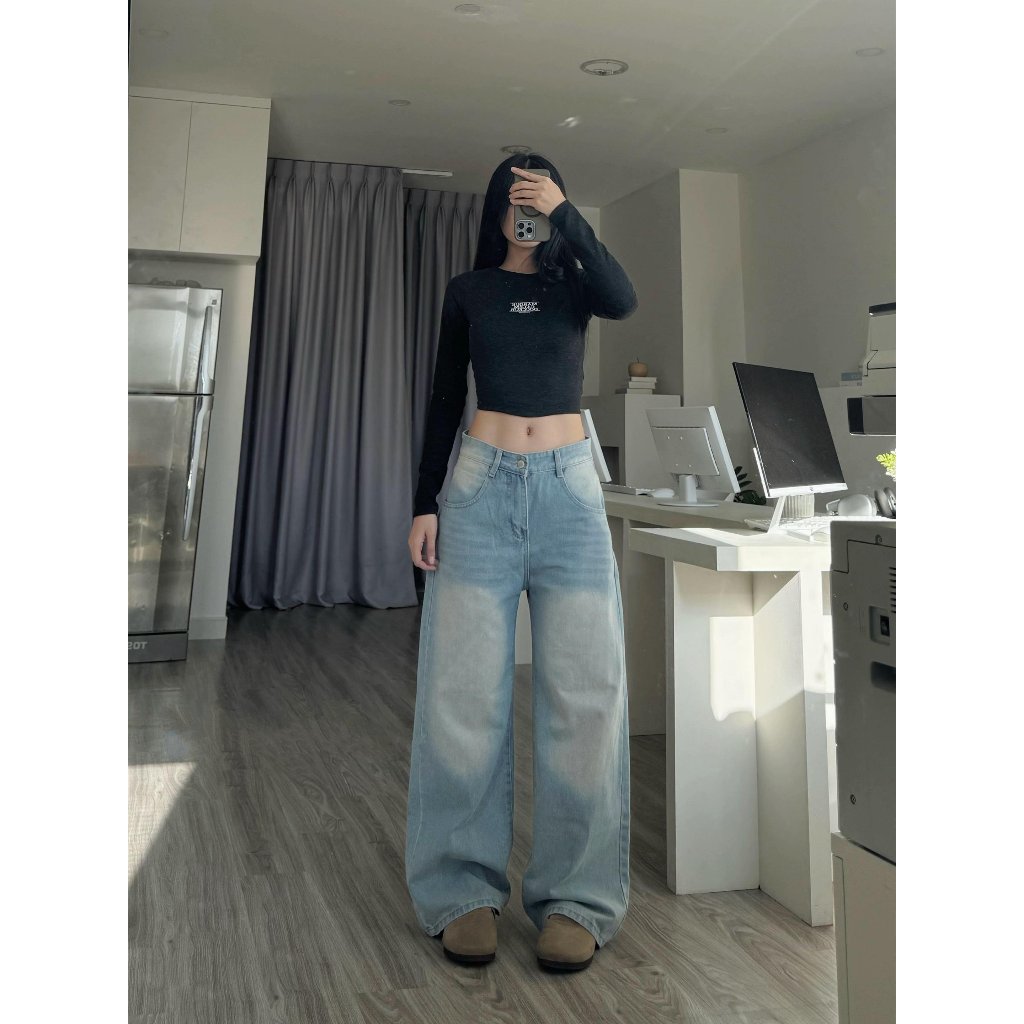 Quần Jeans Nữ Ống Rộng Lưng Cao SIMPLE Phong Cách Ulzzang MG01 | BigBuy360 - bigbuy360.vn