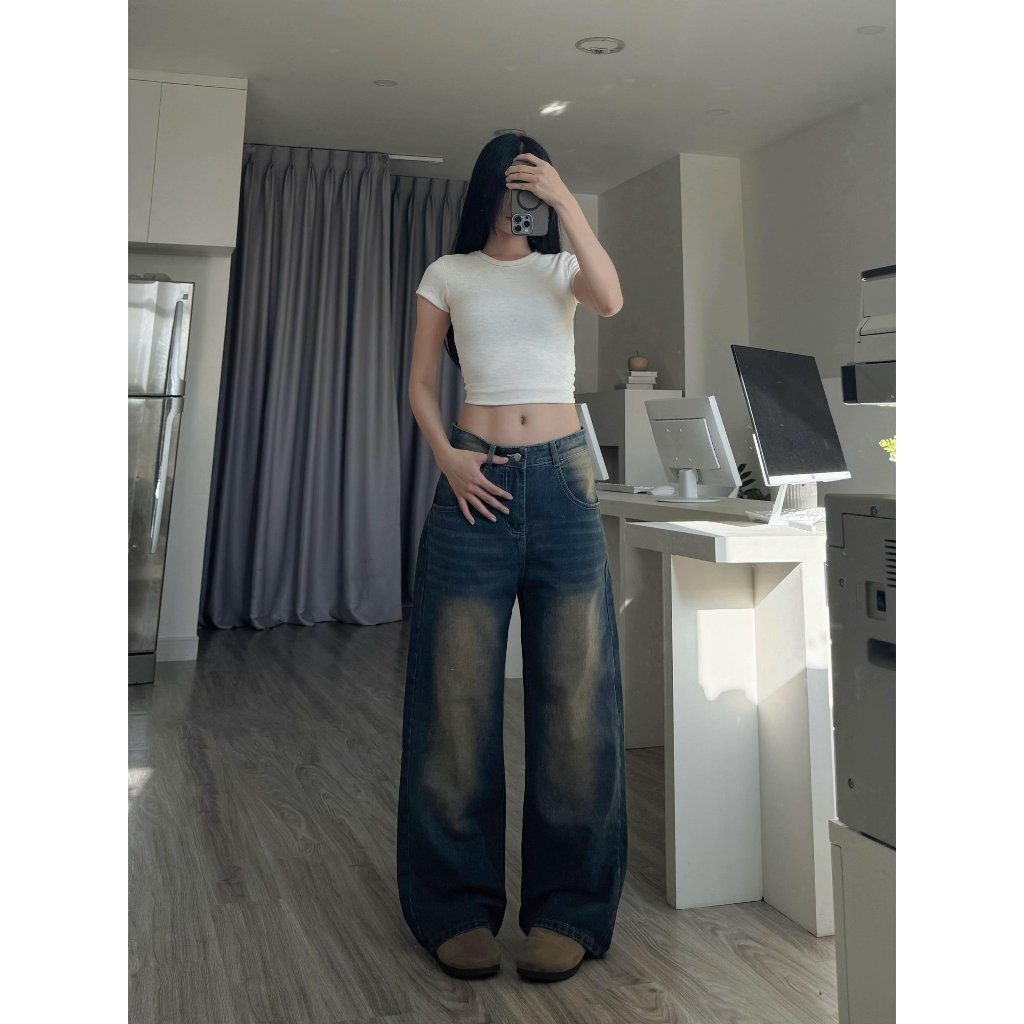 Quần Jeans Nữ Ống Rộng Lưng Cao SIMPLE Phong Cách Ulzzang MG01 | BigBuy360 - bigbuy360.vn