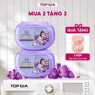 Hộp viên giặt xả TOPGIA mua hương lavender tặng hương hoa hồng dịu nhẹ, giặt sạch, tiết kiệm