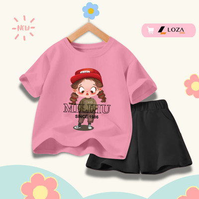 Đồ bộ cho bé gái in hình bé gái Milihu hot trend 2026 - Quần áo trẻ em nữ size từ 15-40kg-  Loza Kids SB357