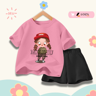 Đồ bộ cho bé gái in hình bé gái Milihu hot trend 2025 - Quần áo trẻ em nữ size từ 15-40kg-  Loza Kids SB357