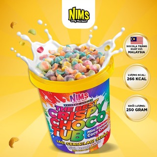   HỘP LỚN 250G  Sô cô la trắng Nims giòn tan chảy Cầu vồng Hạt Khuyết  Malaysia 