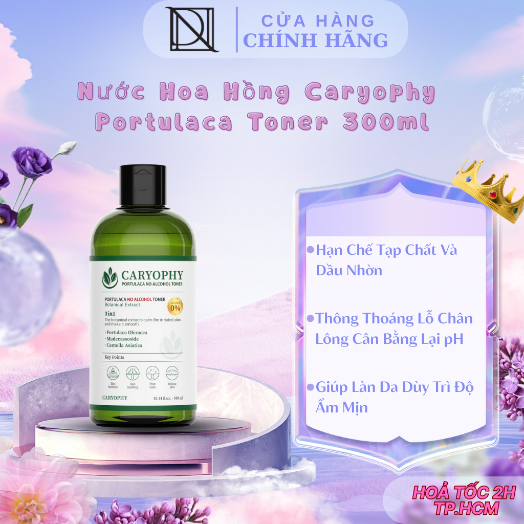 Nước Hoa Hồng Chăm Sóc Da Dầu Mụn Caryophy Portulaca Toner 300ml