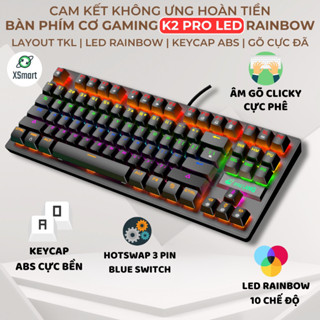Bàn phím cơ chơi game Crack K2 PRO Led 10 chế độ khác nhau kiểu dáng gaming cho máy tính laptop pc