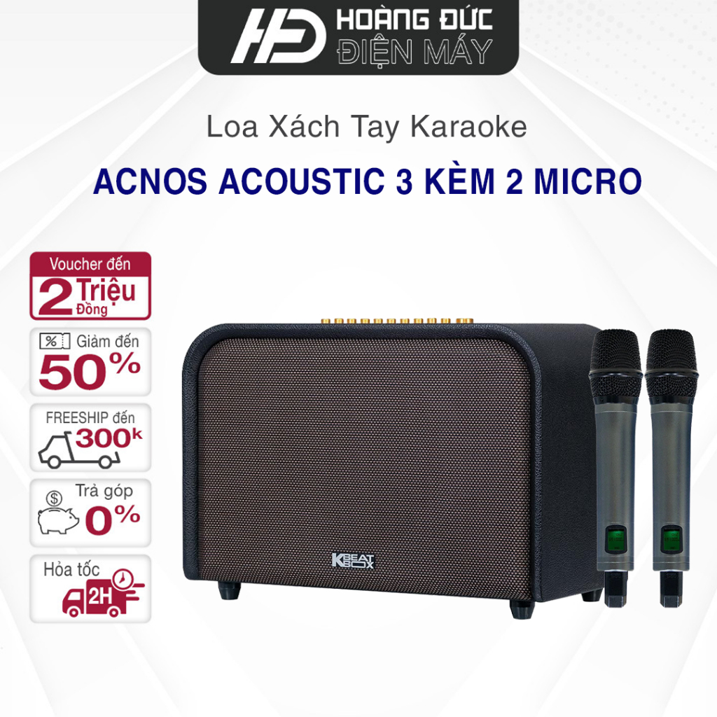 Loa karaoke Acnos Acoustic 3 và Acoustic 3 Compact Công Suất 1000W (PMPO) Kèm 2 Micro Chống Hú Cao C