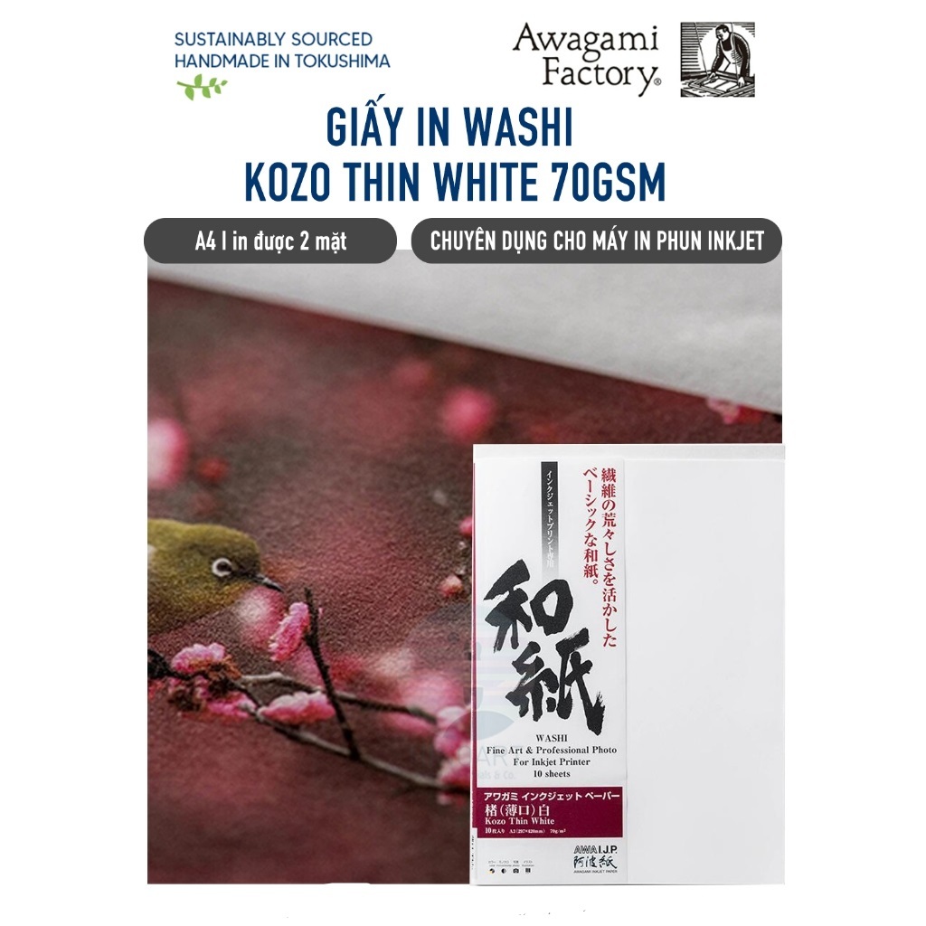 Awagami - AIJP INKJET - Kozo Thin White A4 (70gsm)