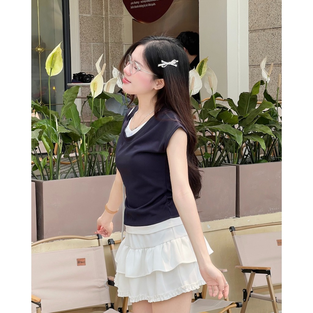 Áo Thun Tăm Cổ Rộng Phối, Áo Kiểu Cổ Nơ Form Dáng Vừa Miho House | BigBuy360 - bigbuy360.vn