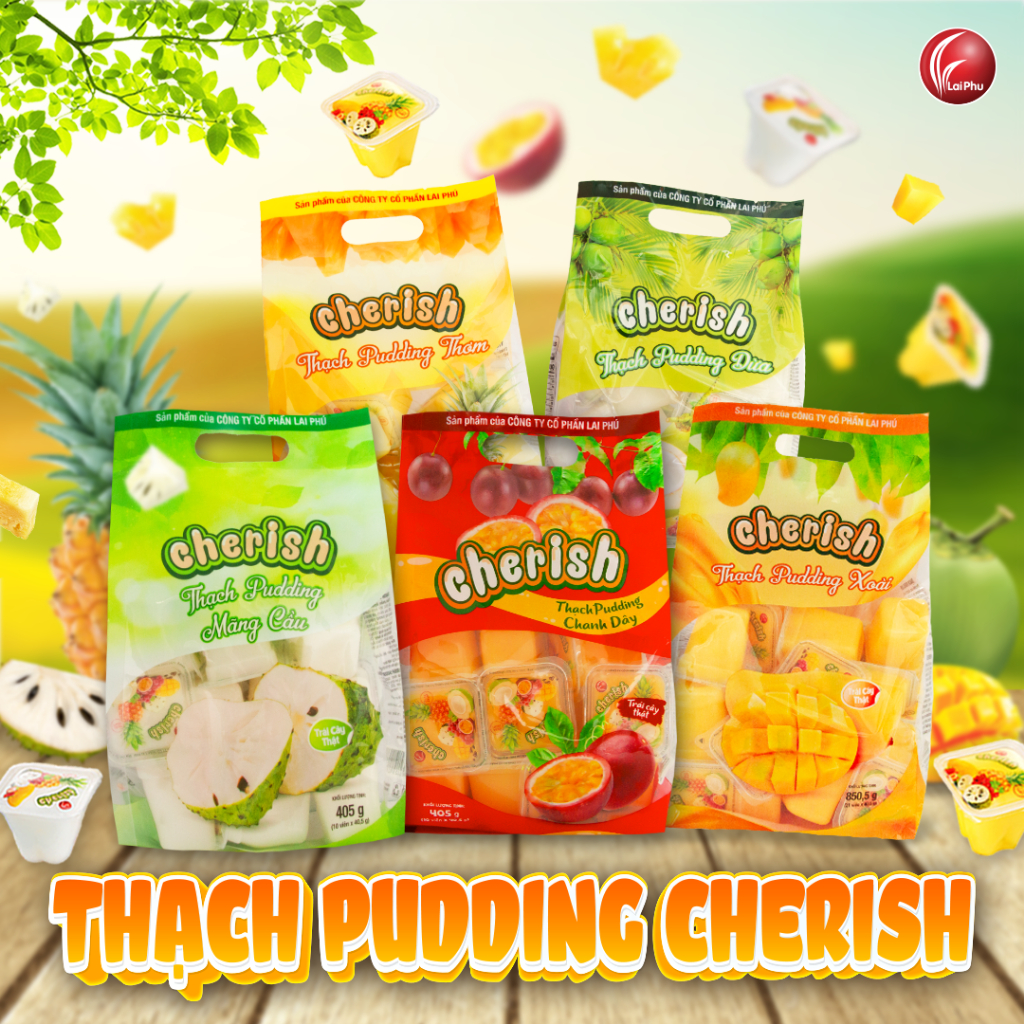Thạch Pudding Cherish 850,5G (Trái cây thật)