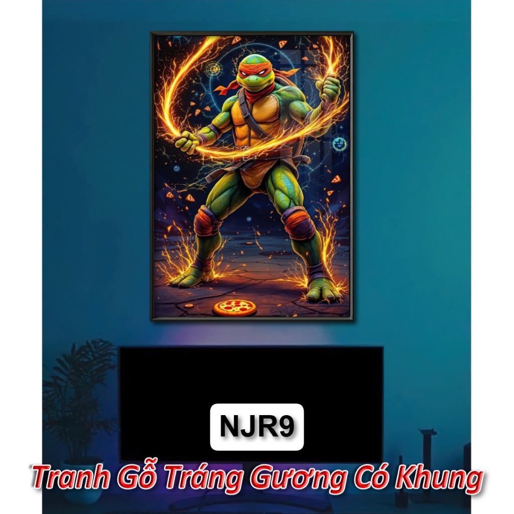 Tranh Treo Tường Ninja Rùa - Tranh Gỗ Tráng Gương Ninja Rùa Siêu Đẹp - Tranh Gỗ Có Khung Trang Trí G