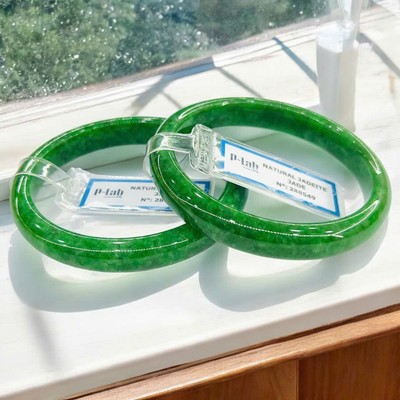 Vòng Cẩm Thạch Bản Hẹ Xanh Lý Đậm Kèm Kiểm Định P.N.J Mã 288 - Ngọc Trai Trường Thịnh