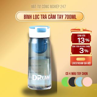 Bình nước cầm tay 700ml có ngăn lọc trà , nhựa cao cấp , an toàn