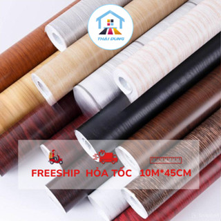  Giấy dán tường giả gỗ có keo sẵn chống thấm nước ẩm mốc trang trí bàn tủ khổ rông 45cm 