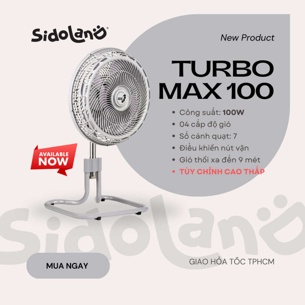 [HỎA TỐC 2H] Quạt sàn Asia TURBO MAX 7 cánh bán công nghiệp 100W - SX 2025 - chính hãng - BH 2 năm