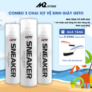 Combo 3 chai xịt tạo bọt vệ sinh giày Sneaker Geto cao cấp, xịt làm sạch giày khô nhanh khử mùi hôi