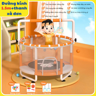  Bạt Nhún Trampoline Hopkids Đường Kính 1.2m 1.4m 1.5m Cho Bé – Tăng Chiều Cao Kèm Xà Đơn & Bóng Rổ An Toàn Tại Nhà 
