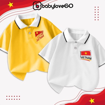 Áo polo bé trai áo Việt Nam cờ đỏ sao vàng cho bé trai bé gái BabyloveGO chất cottton thoáng mát
