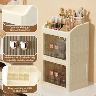 Hộp đựng mỹ phẩm Kệ để bàn gấp gọn 1/2/3 tầng có nắp hộp nhựa trong suốt tủ đựng đồ dùng trang điểm để bàn có nhiều ngăn