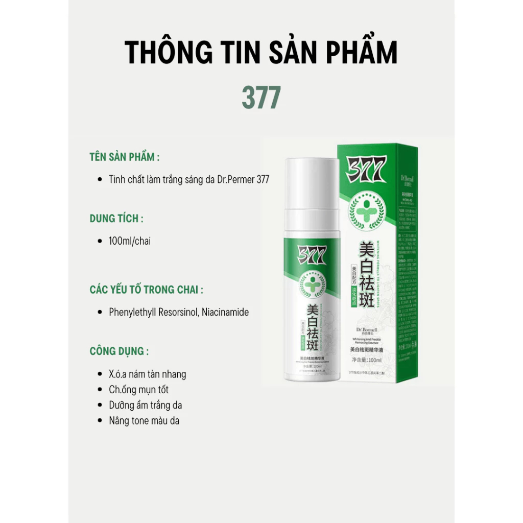 Chai Xịt Nám Tàn Nhang 377 Cải Thiện Các Vết Nám Da, Làn Da Trắng Sáng Dưỡng Ẩm 100mL