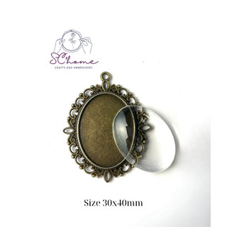 Phôi mặt dây chuyền/ phụ kiện trang trí/chụp hình, size DIY 30x40mm (kèm đá thủy tinh)