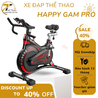 [Hàng loại 1] Xe đạp tập thể dục, gym tại nhà - Fitness Happy gym - Bánh đà kháng từ + Đo nhịp tim