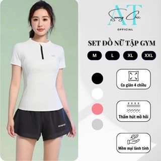 Bộ tập gym nữ SUNNYCHIC áo khóa quần khóa kéo, quần áo tập gym yoga aerobic đạp xe, chạy bộ nữ chất đẹp [166]