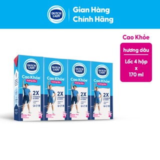 Lốc Sữa Dinh Dưỡng Dutch Lady Cao Khỏe Hương Dâu 4x170ml