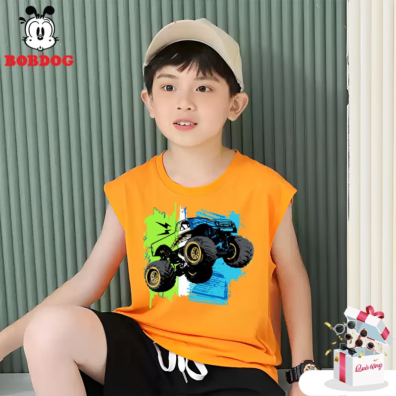 Áo ba lỗ bé trai BOBDOG, BST áo thun 3 lỗ bé trai in hình xe oto cho bé