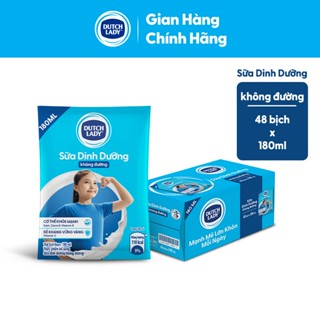 [KOL] Thùng 48 Bịch Sữa Dinh Dưỡng Dutch Lady Không Đường 48x180ml