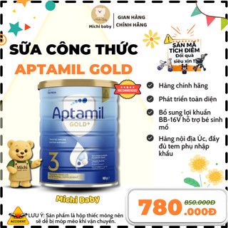 Michibaby- Sữa Bột Aptamil Gold + Úc Phát Triển Toàn Diện Cho Bé Đủ Số 1,2,3 Hộp 900g - MC821
