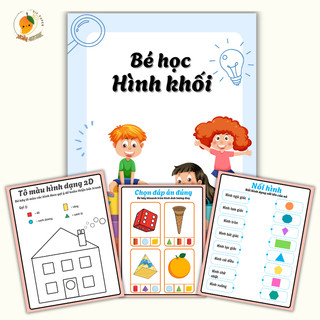 Cuốn học liệu nhận biết hình 2D, 3D, nối hình tương ứng và tô màu cho bé nhận biết sớm (Cuốn_23)
