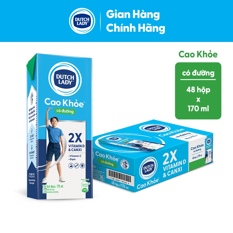[KOL] Thùng 48 Hộp Sữa Dinh Dưỡng Dutch Lady Cao Khỏe Có Đường 48x170ml