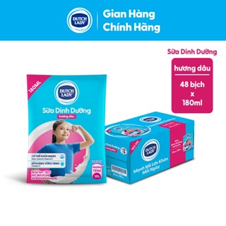 Thùng 48 Bịch Sữa Dinh Dưỡng Dutch Lady Hương Dâu 48x180ml